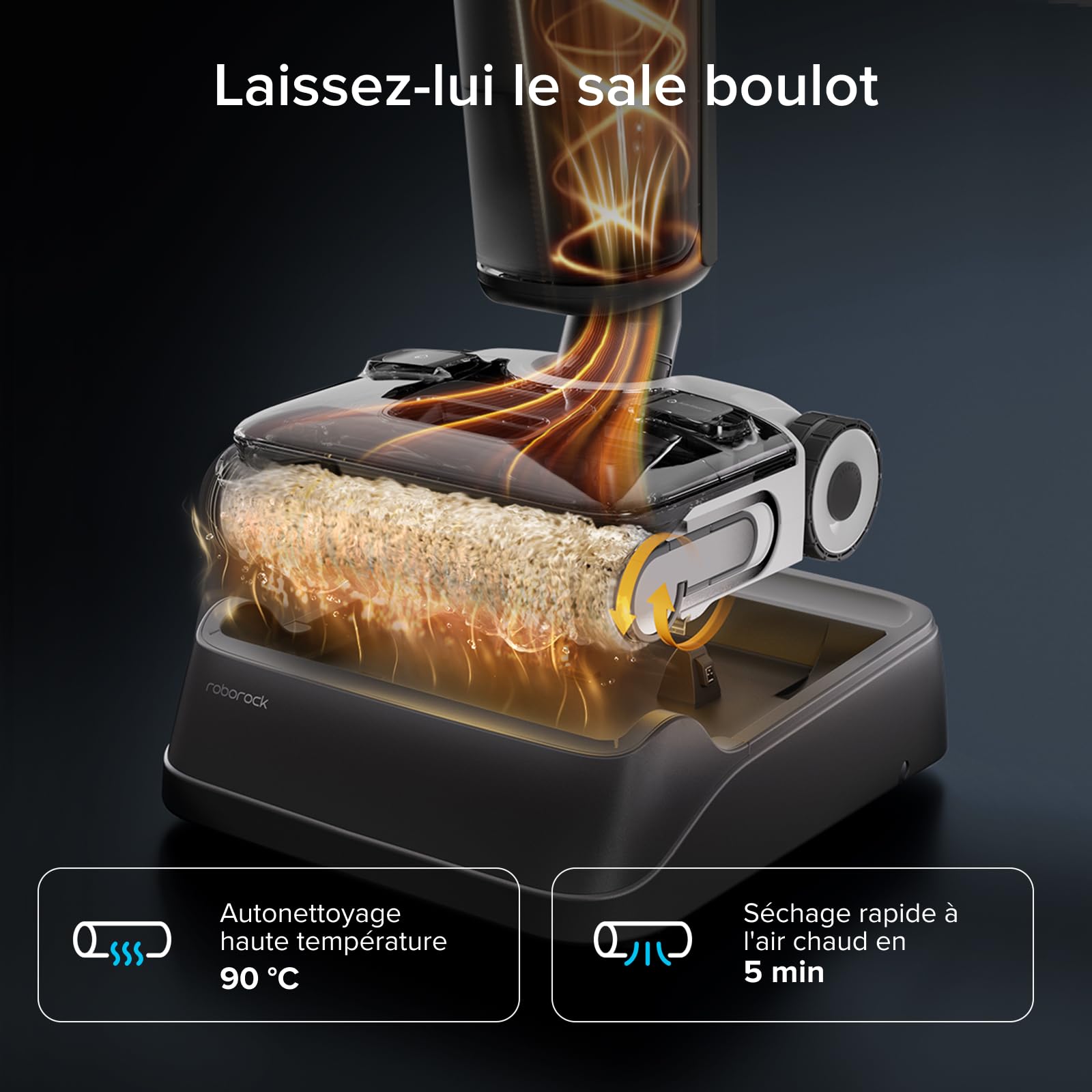 roborock F25 XT aspirateur Laveur sans Fil 20 000 Pa, Tout-en-Un pour sols durs, zéro enchevêtrement, séchage Rapide à 90 °C, inclinable à 180°, WiFi.