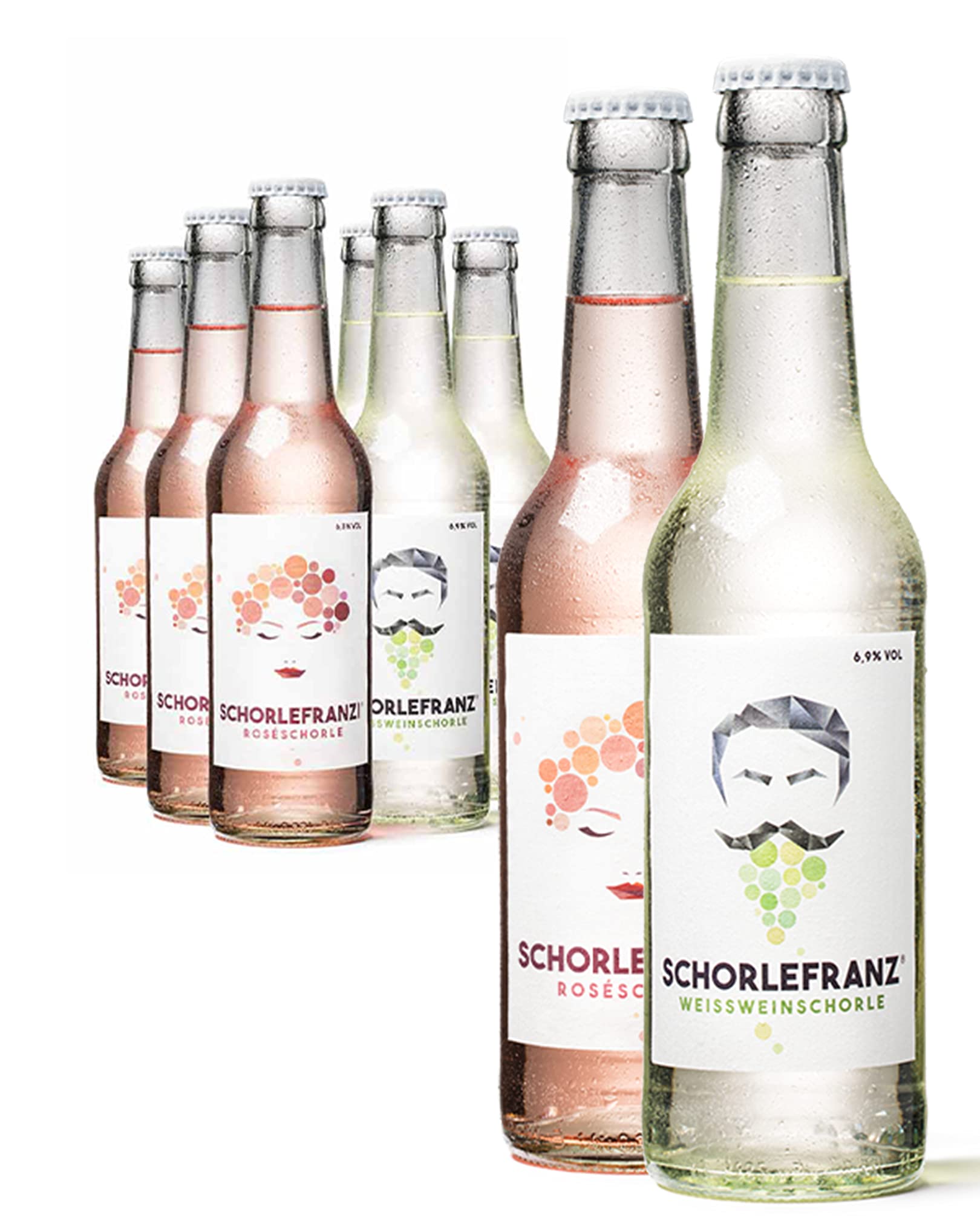 SCHORLEFRANZ Weinschorlenmix 24er-Set | 12 x Weißweinschorle & 12 x Roséschorle | Idealer Durstlöscher (6,9 & 6,3% Vol.) (Je 0,33l)