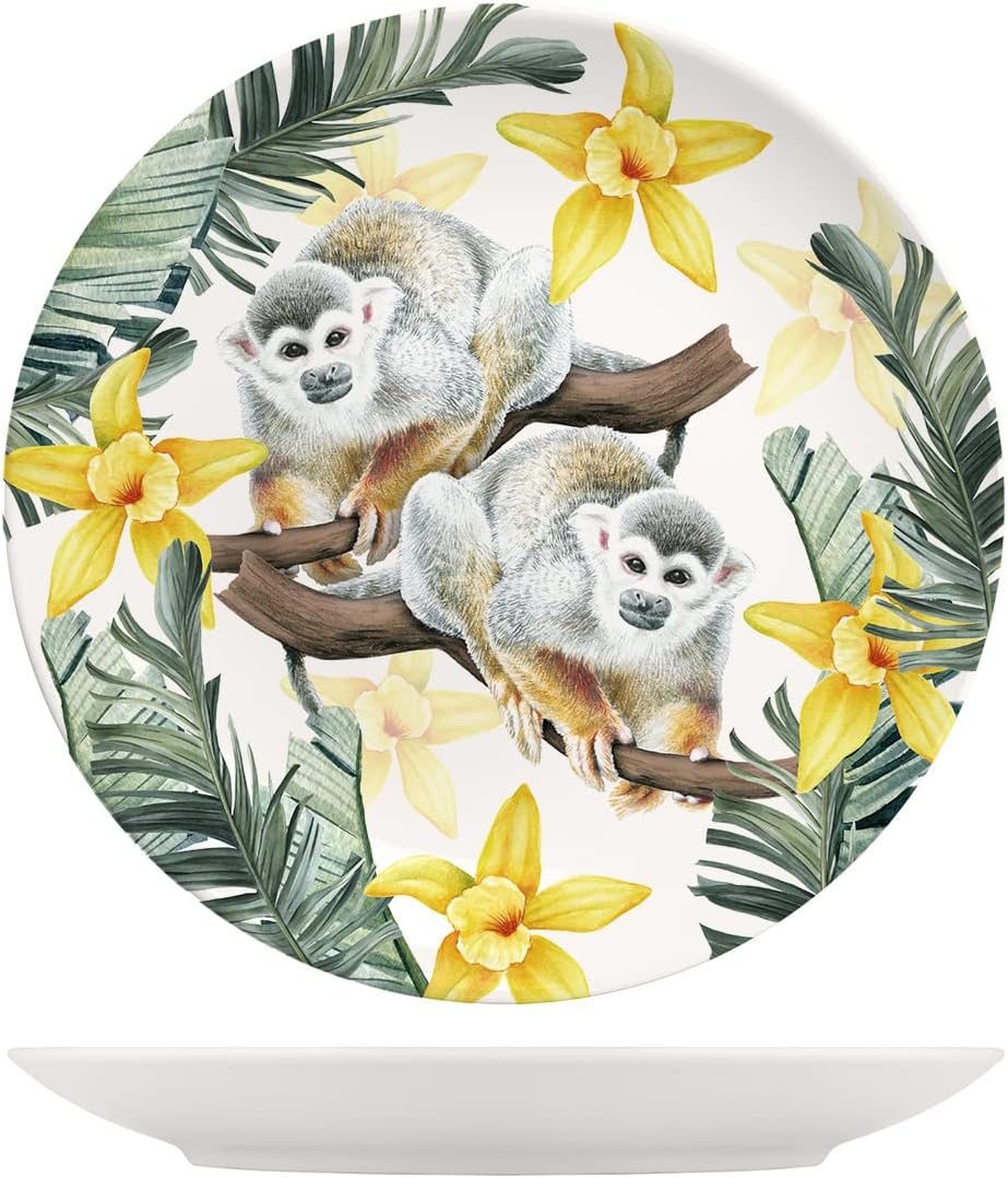 H&H Set of 6 Piatti piani Exotic in New Bone China Avorio decorato cm 26