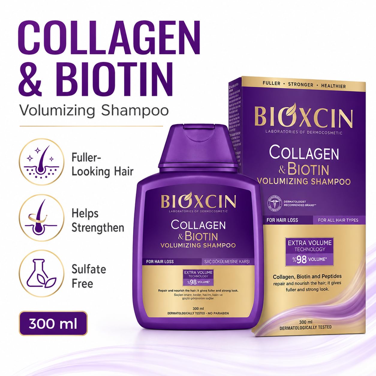 BIOXCIN Szampon objętościowy kolagen biotyna 300 ml
