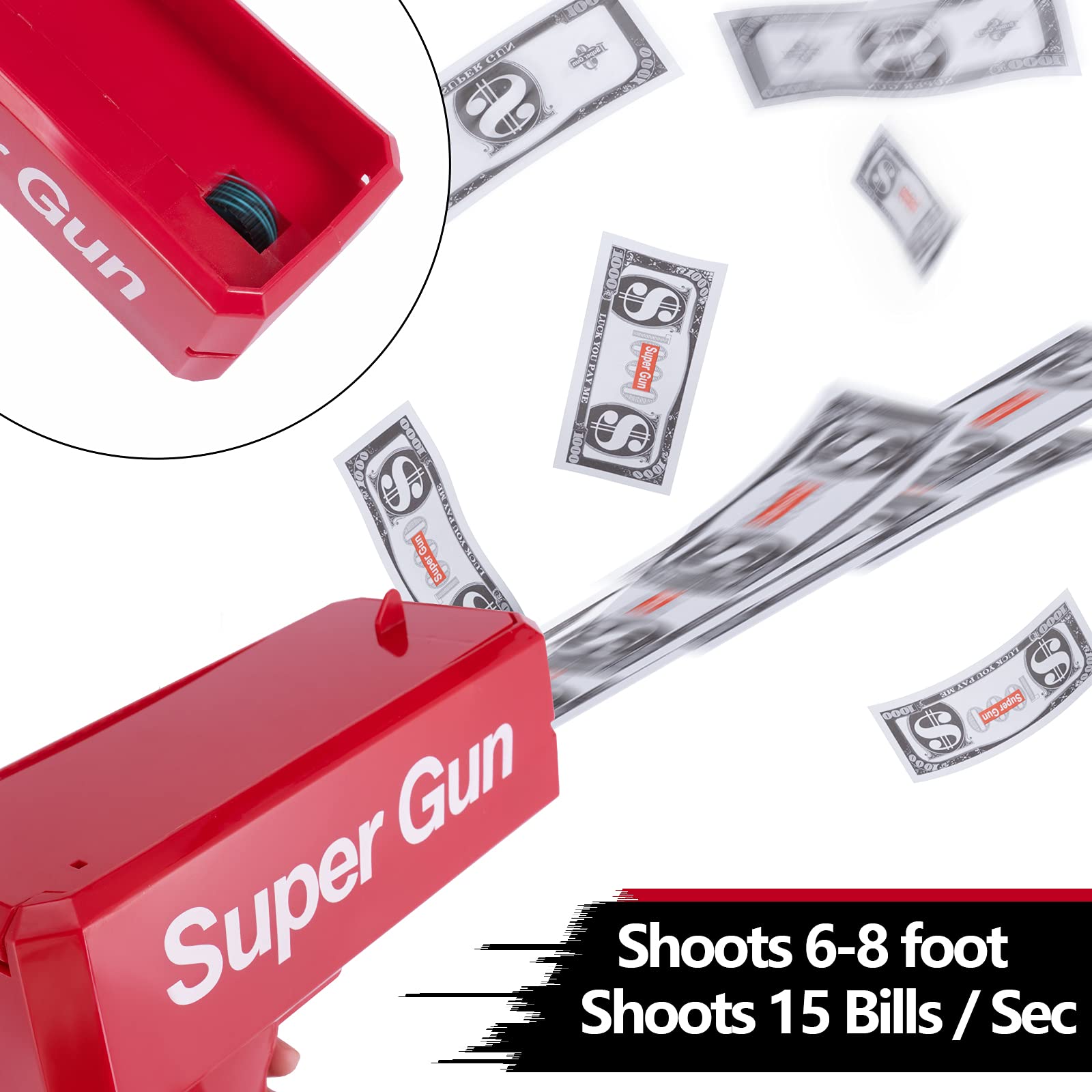 OBEST Shooter Pistola Giocattolo Per Soldi | Money Gun Oro Con 150 Banconote Finto | Sparasoldi Per Feste, Addii Al Celibato E Matrimoni
