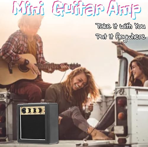 Miniatura 2 de Amplificador de guitarra, amplificador de bajo portátil de 3 W con funciones de control de volumen y tono, amplificador de guitarra para práctica y