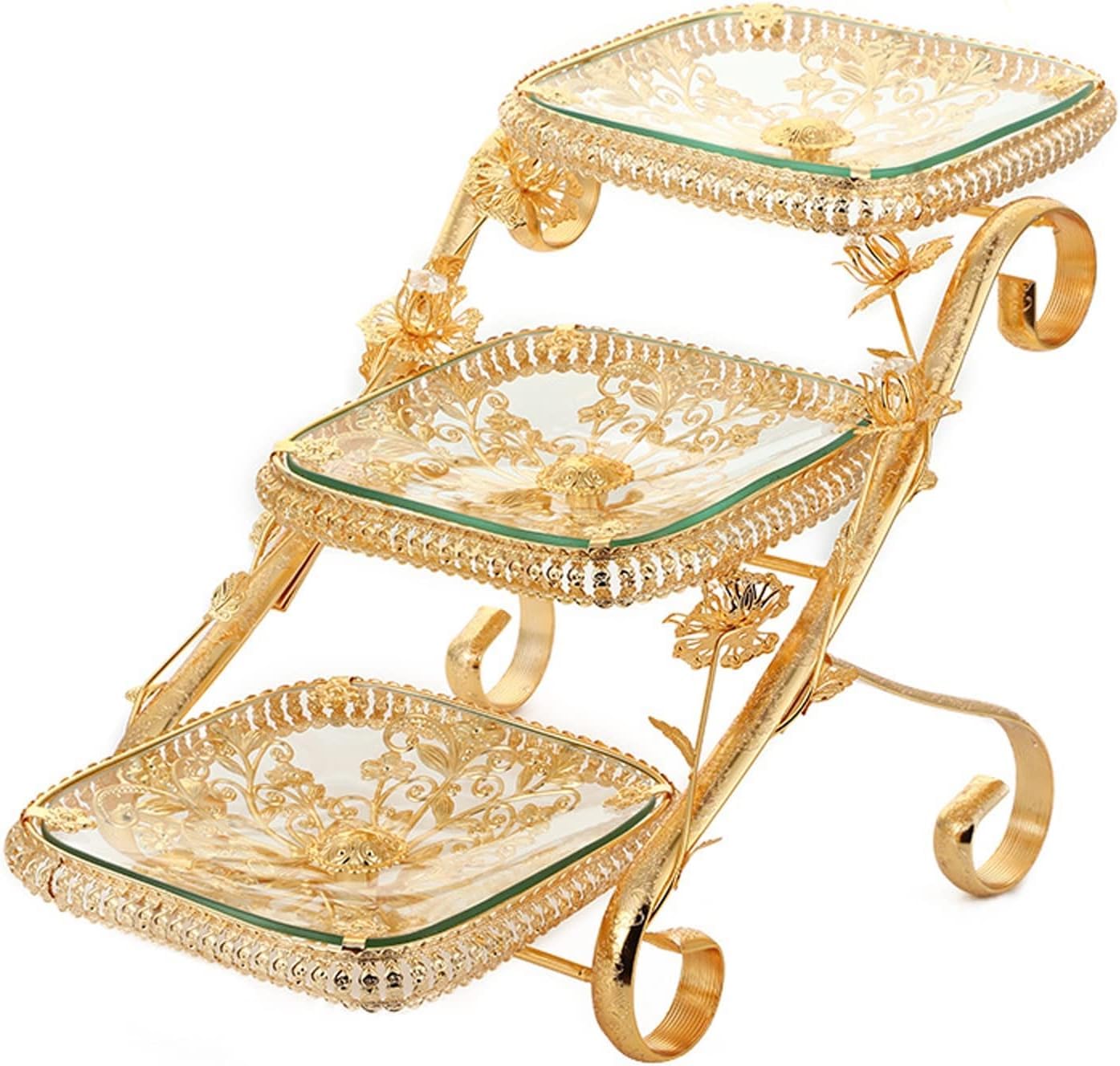 Lot de 2 corbeilles à fruits – Rangement en verre et alliage pour collations, noix, fruits secs – Décoration de cuisine élégante et organisateur – 2 pièces