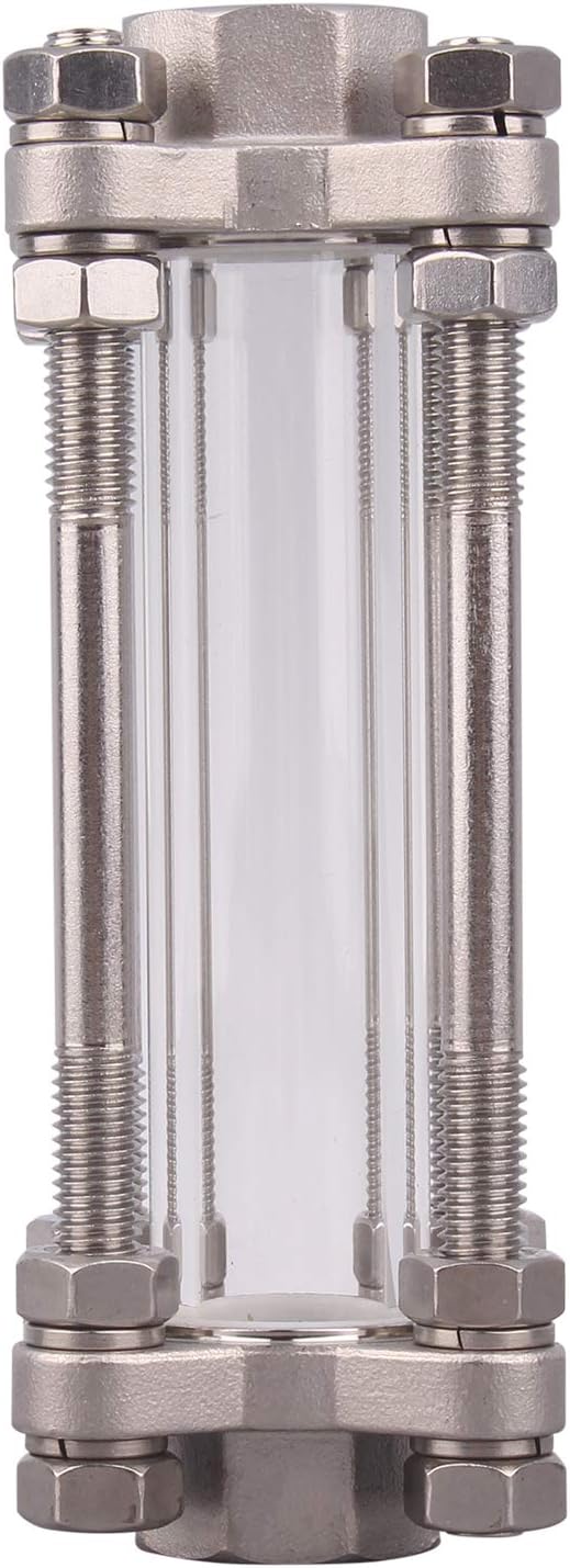 DERNORD in-Line Sight Glass with Female Thread,Flow Sanitary Straight Sight Glass SUS316 1/2" NPT Female