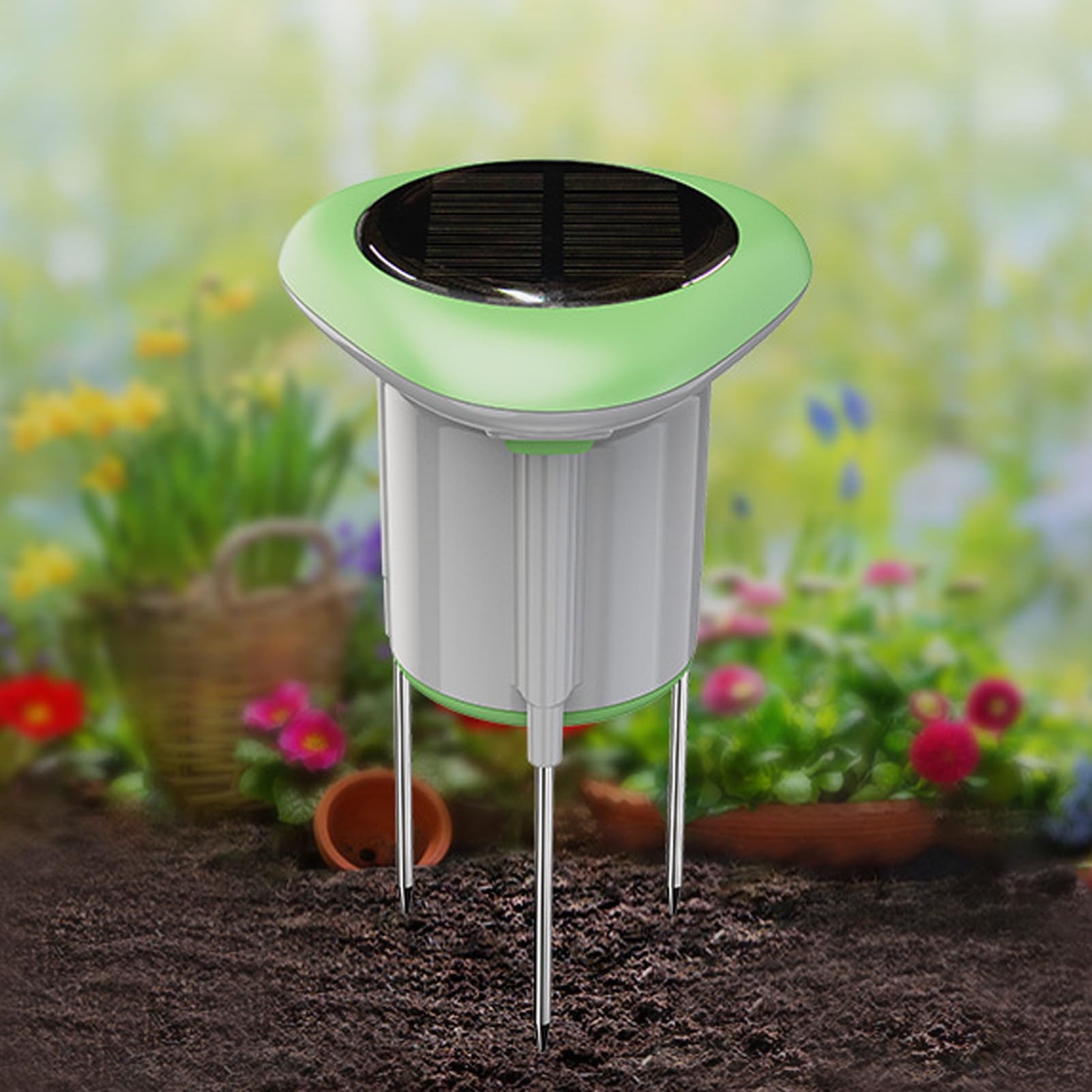 Buachois Sensor de Suelo Solar, Medición de Humedad Temperatura y Conductividad con WiFi y Bluetooth, Material ABS para Jardín Huerto Interior Exterior