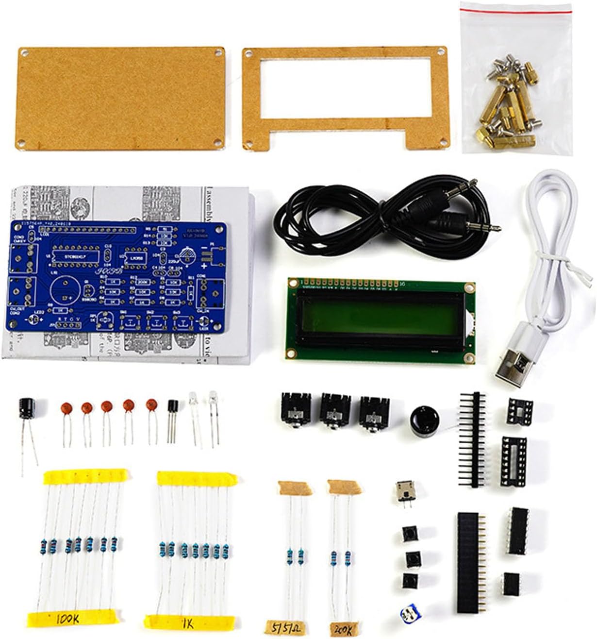 Morse Code Trainer Soldering Practice Kit, Advanced DIY Electronics Project with CW Decoder, LCD Display & Buzzer, Complete Solder Kit with PCB & Enclosure for Hobbyists, Students (Components-b)