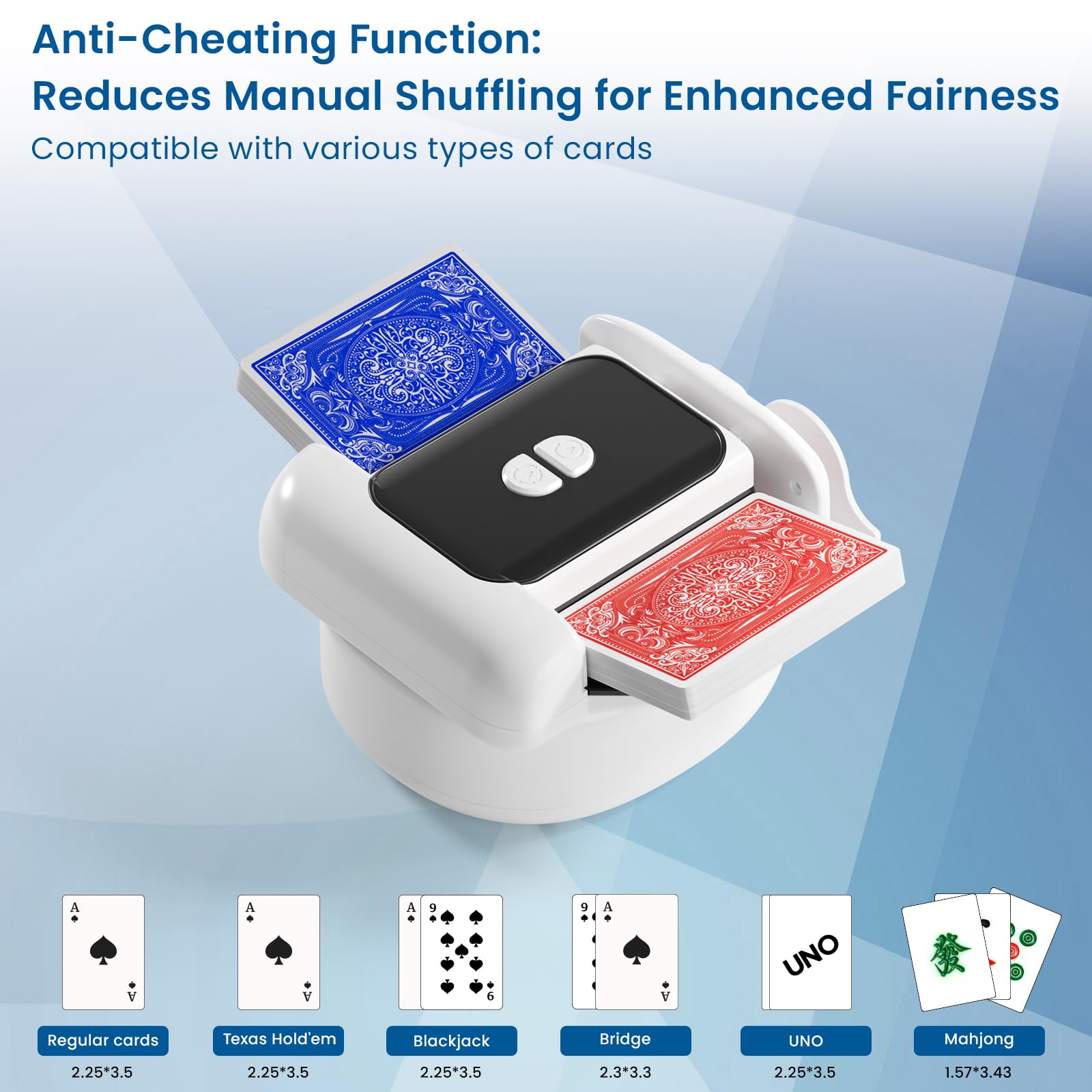 snookids® Macchina per Miscelare Carte Elettrica per 1-2 Mazzi One-Press Auto & Manuale Ricaricabile 2000 mAh Silenzioso per Poker Uno Blackjack Skip-BO Phase 10 Texas Hold'em Regali di Natale