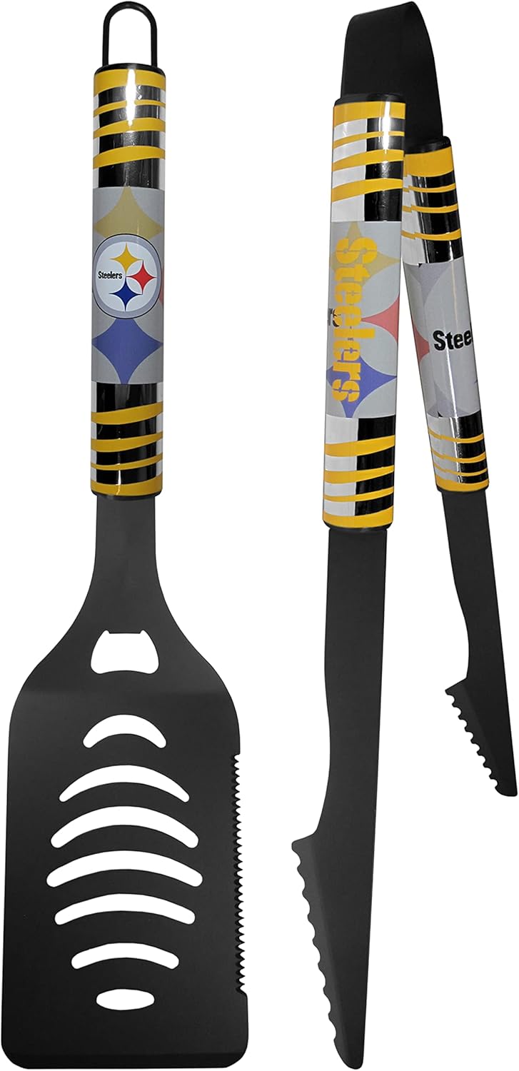 Siskiyou Sports NFL Pittsburgh Steelers 2 pc Black Tailgate BBQ Set, One Size, Black