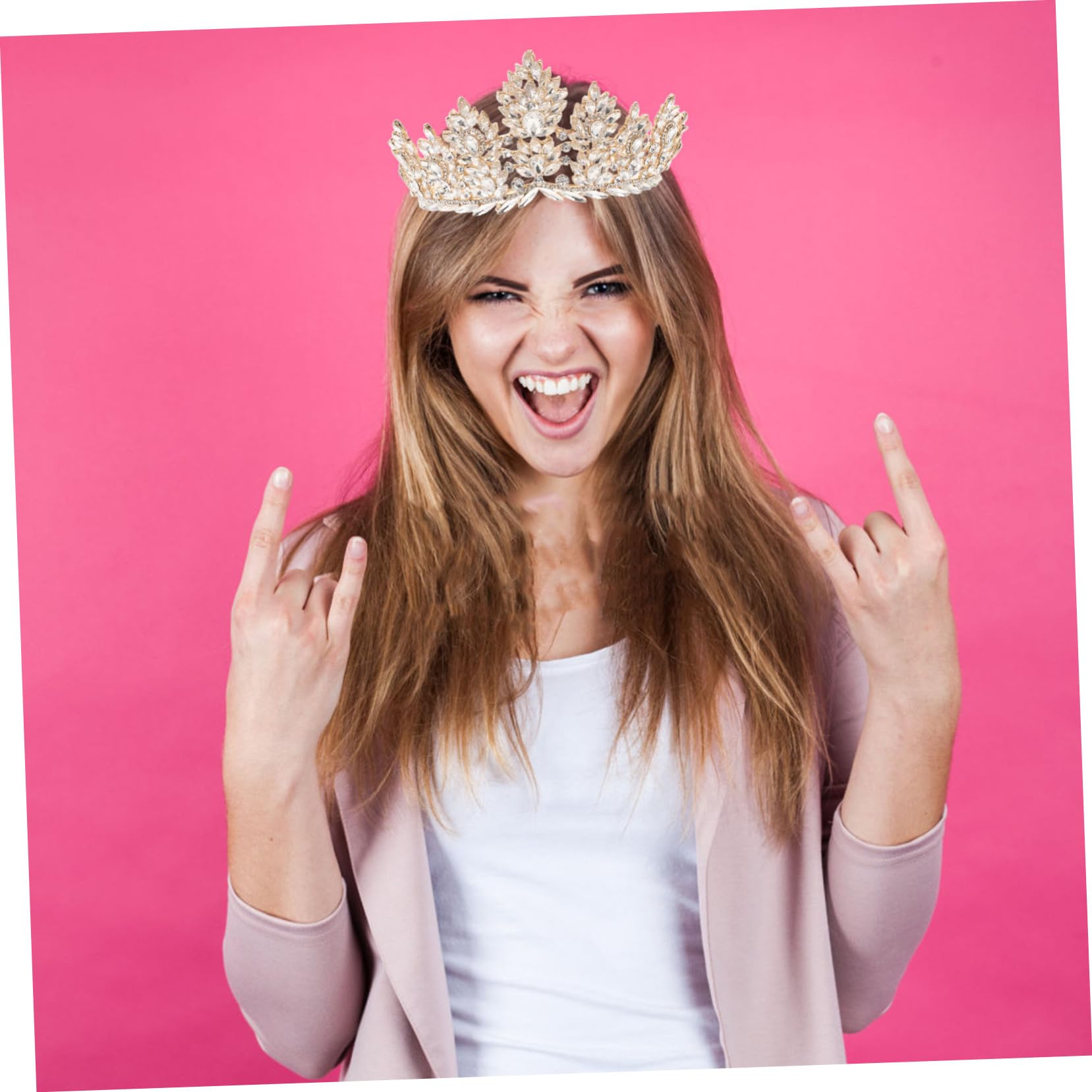 iplusmile Tiara Barroca de Gemas de Imitación Nupcial Elegante para Bodas Accesorio Cabello de Novia para Desfiles de Moda y Eventos Formales