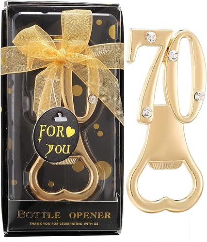 Juego de 24 abridores creativos de botellas para regalos de fiesta de 70 cumpleaños o regalos de fiesta de aniversario de 70 bodas, regalos de