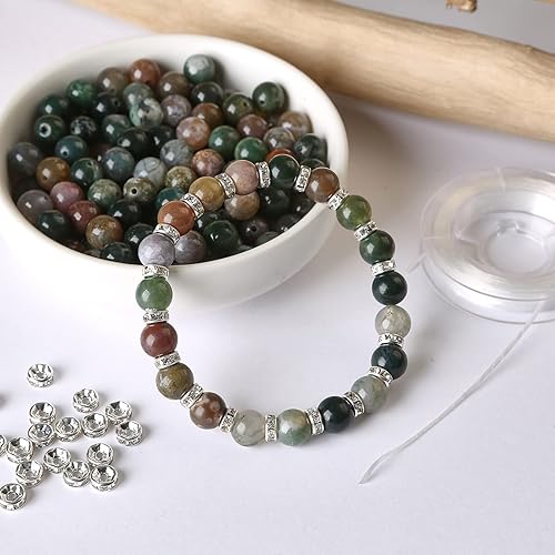 Vista 83 de Hixhro 120 cuentas de madera sueltas de wengué africano natural de 0.236 pulgadas para fabricación de joyas con cordón elástico de cristal y cuentas