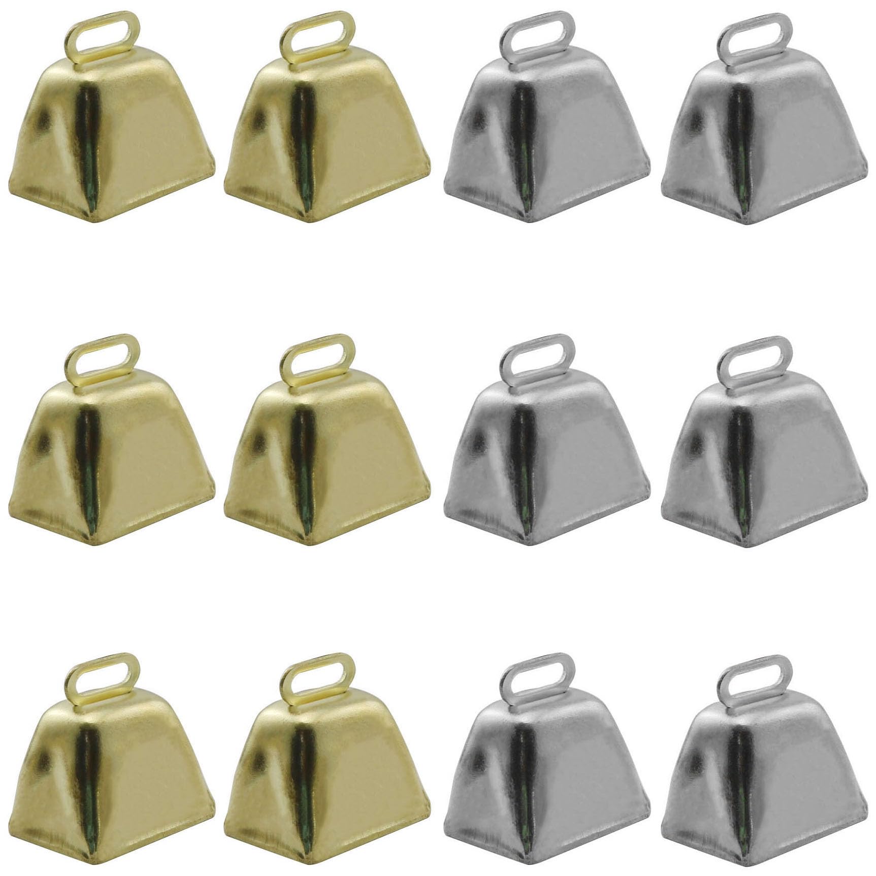 XGNG 50PCS Gold and Silver Crafts Christmas Small Cowbells Mini Cow Bells for Birthday Wedding Party Christmas Dog Cat Decor