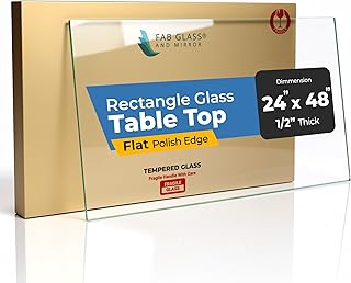 Tempered Glass Table Top Rectangle - 1/2 Inch Thick Heavy Duty for Dinin...