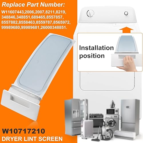 Miniatura 5 de W10717210 - Funda de repuesto para filtro de pelusa para secadora compatible con Whirl-poolKen-moreMay-tag, etc. Sustituye a WPW10717210, AP6023930,