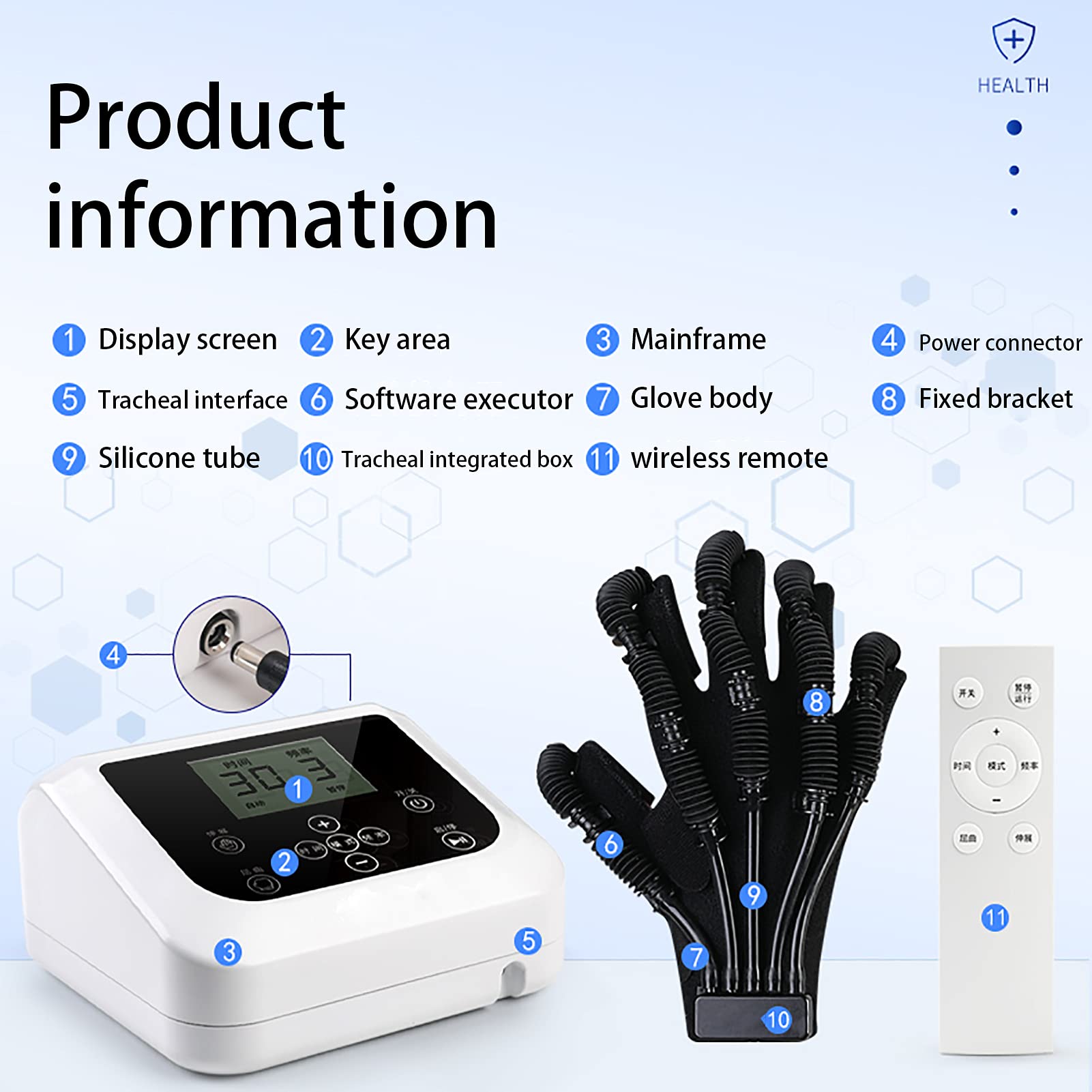 Guantes de Robot de rehabilitación Inteligente Órtesis para Dedos Trazo Férula de Mano Aumentar el Tono Muscular Minimizar la espasticidad (Izquierda L)