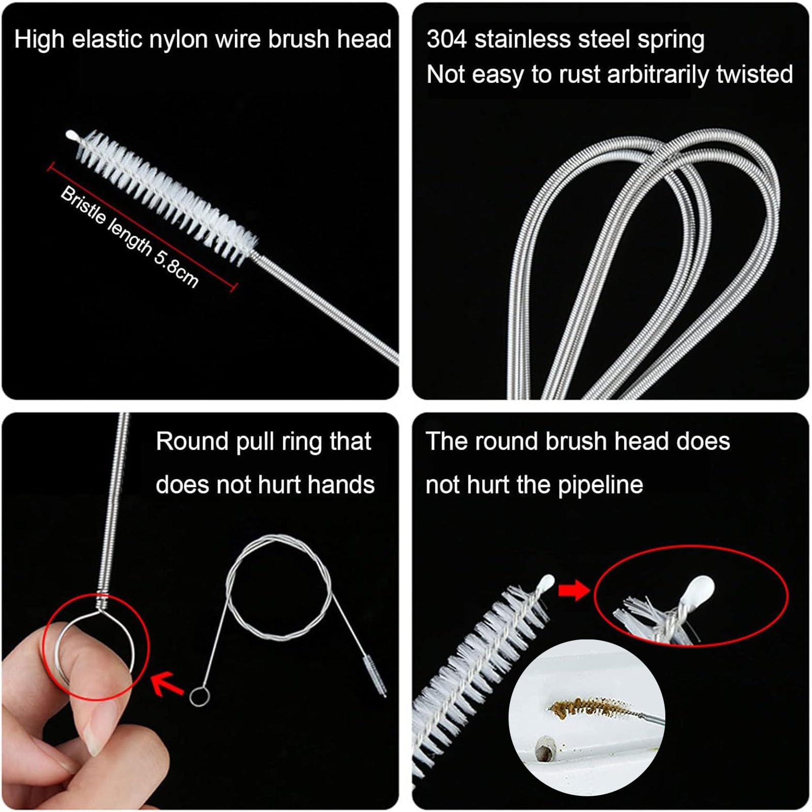Kit Pulizia Scarico Frigorifero 10 Pezzi - Spazzole, Raschietto E Tappi Per Tubi Intasati - Foto 8
