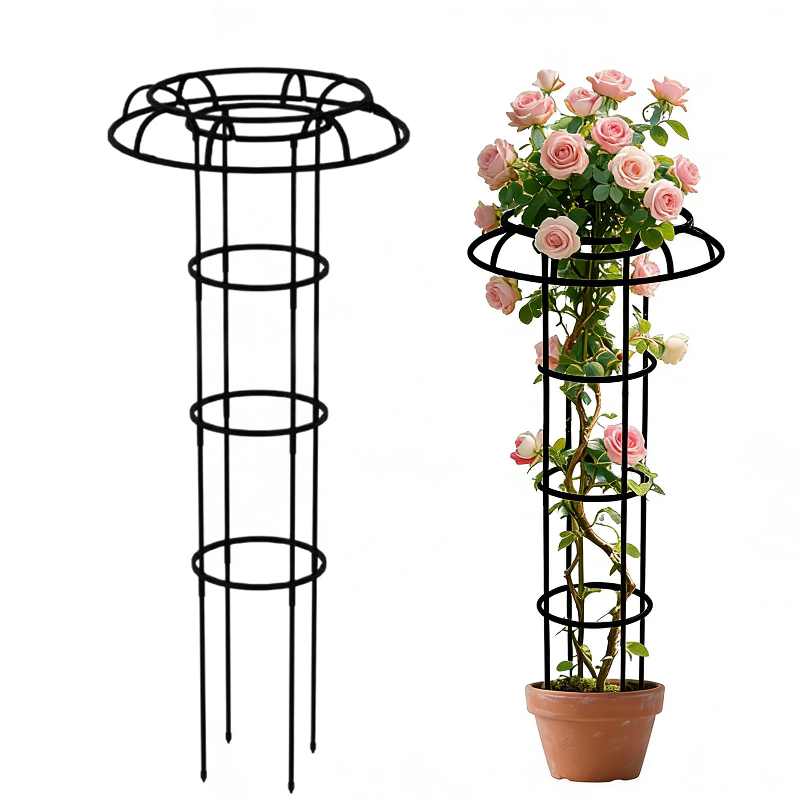 Umbrella Garden Trellis 120cm, Outdoor Trellis Tower For Potted Plants, Umbrella Support Frame, Artistic Landscaping Pole, For Greenhouse Balcony Pea Tomato