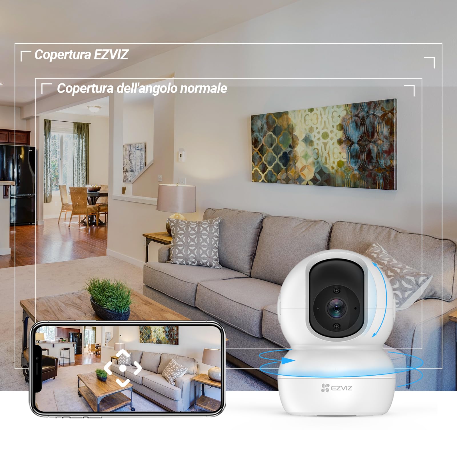 EZVIZ TY2 Telecamera da Interno Wifi IP 1080p Grandangolare Visione Notturna Audio Due Vie Compatibile con Alexa