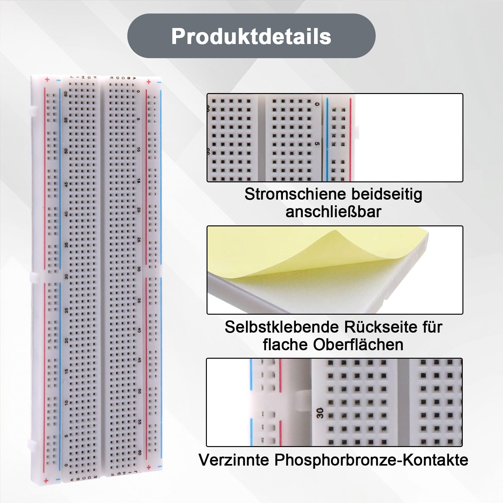 6 mini breadboard kit 170 e 400 punti + 1 breadboard 830 punti senza saldatura + 65 ponticelli flessibili, elettronica compatibile con Arduino, progetti fai da te