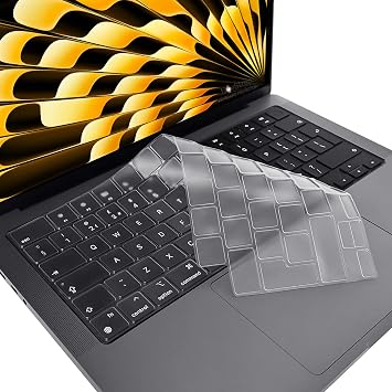 NovStrap Apple Macbook Air M3 Çip 13.6 inç A3113 ile Uyumlu Parlak Kılıf + Şeffaf Klavye Kılıfı+Film SİYAH