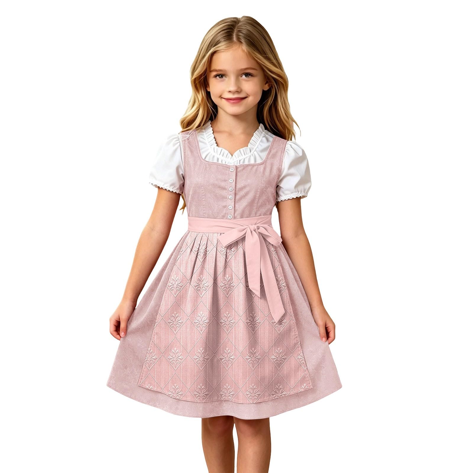 Girls Oktoberfest Costume Bavarian Beer Festival Dirndl Dress with Apron โ image 1