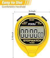 Vista 5 de FCXJTU Digital Simple Stopwatch Timer, No Bells, No Alarm, Simple Basic Operation, Silent, Clear Display, ON/Off, Large Display for Swimming Running