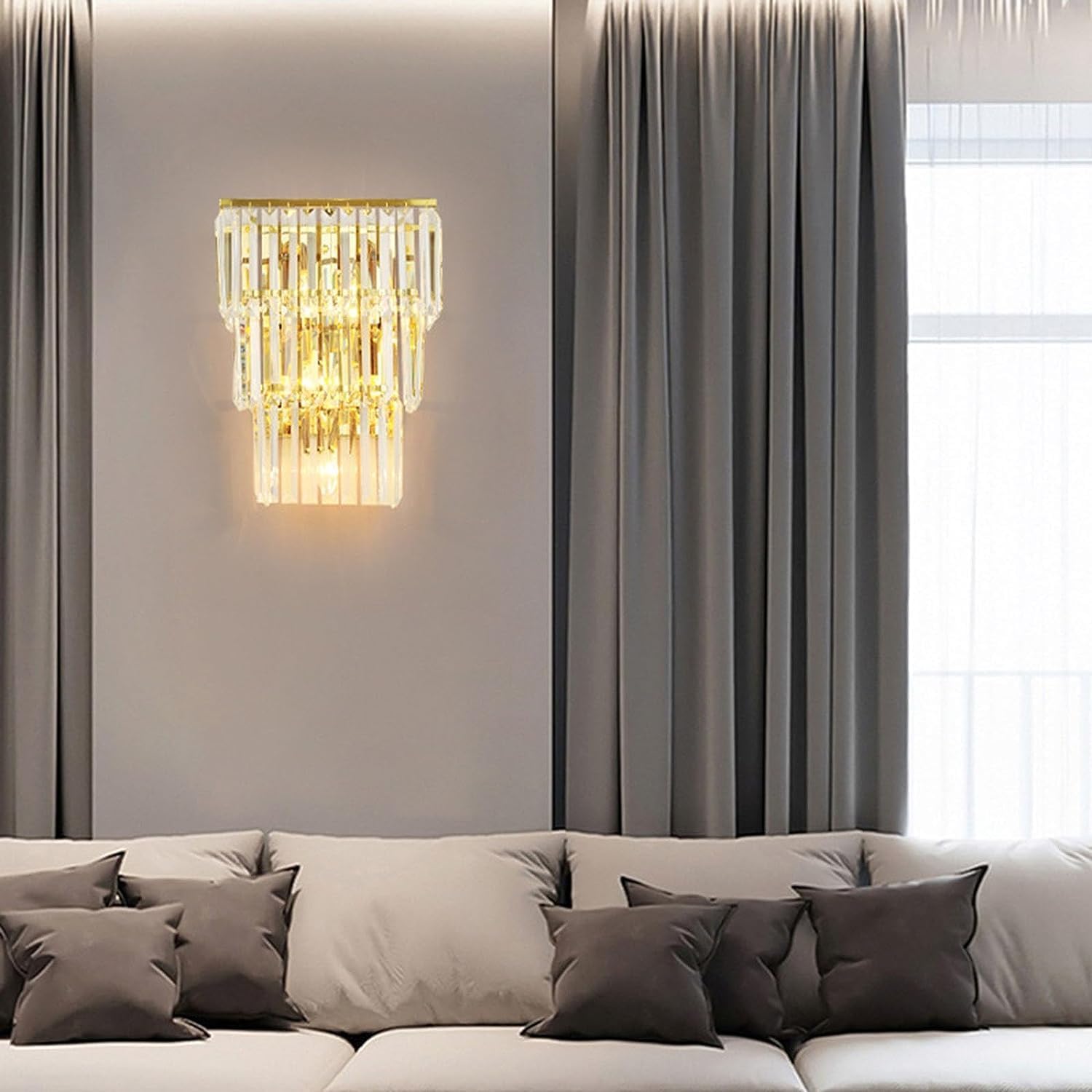 Modern Home Decoration K9 Crystal Wall Sconce Lighting Modern Wall Mounted Lamp 3-Tiers Bathroom Vanity Light Fixture Luxury Gold Bedroom Wall Light for Hallway Iving Room Bedside Hotels