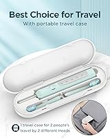 Vista 35 de Rtauys - Cepillo de dientes eléctrico y sónico M5 para adultos y adolescentes, con 8 cabezales de cepillo, de alta potencia, con estuche de viaje, 3