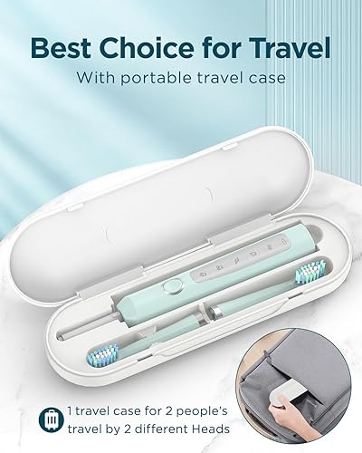 Miniatura 35 de Rtauys - Cepillo de dientes eléctrico y sónico M5 para adultos y adolescentes, con 8 cabezales de cepillo, de alta potencia, con estuche de viaje, 3