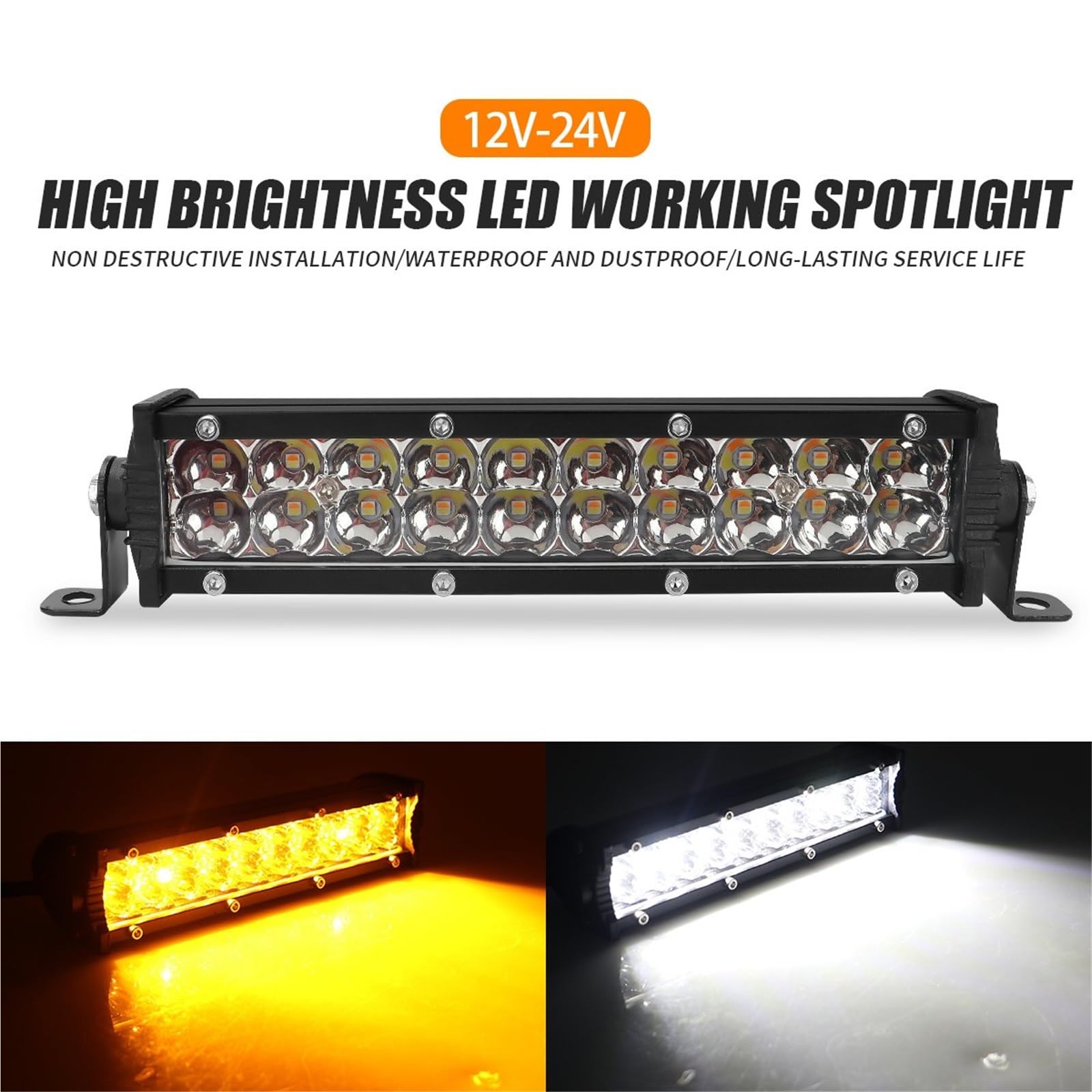LED Fendinebbia Barra Luminosa LED Faro Barra Luminosa LED 60 W Con Kit Interruttore Per La Maggior Parte Dei Manubri 7/8" Giallo Bianco Faro Moto