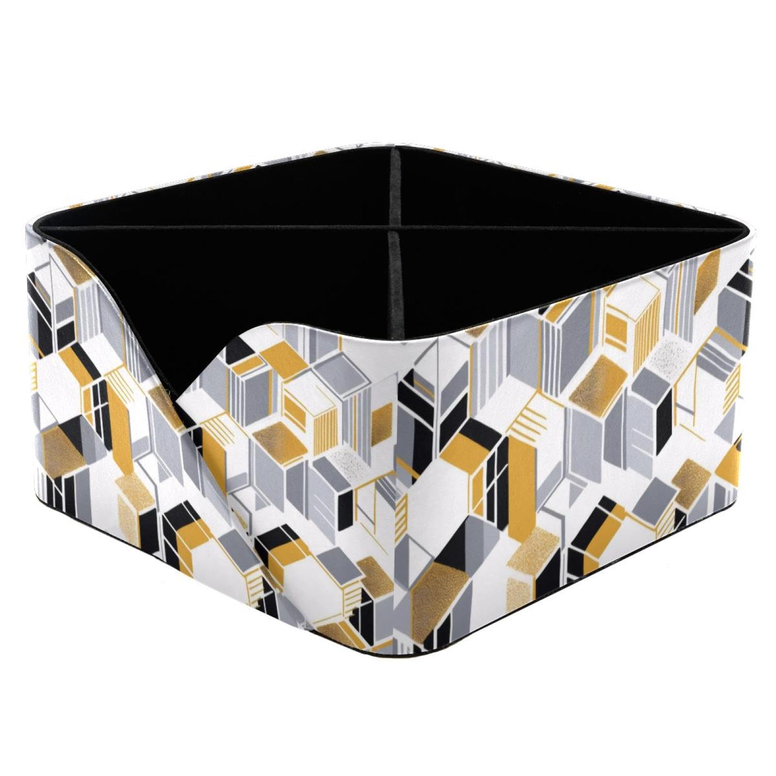 Boîte de rangement rectangulaire design argenté géométrique pour fournitures d'art et stylos