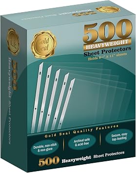 ختم الذهب 500/صندوق واضح الوزن الثقيل بولي ورقة حماة8.5 &times; 11 "