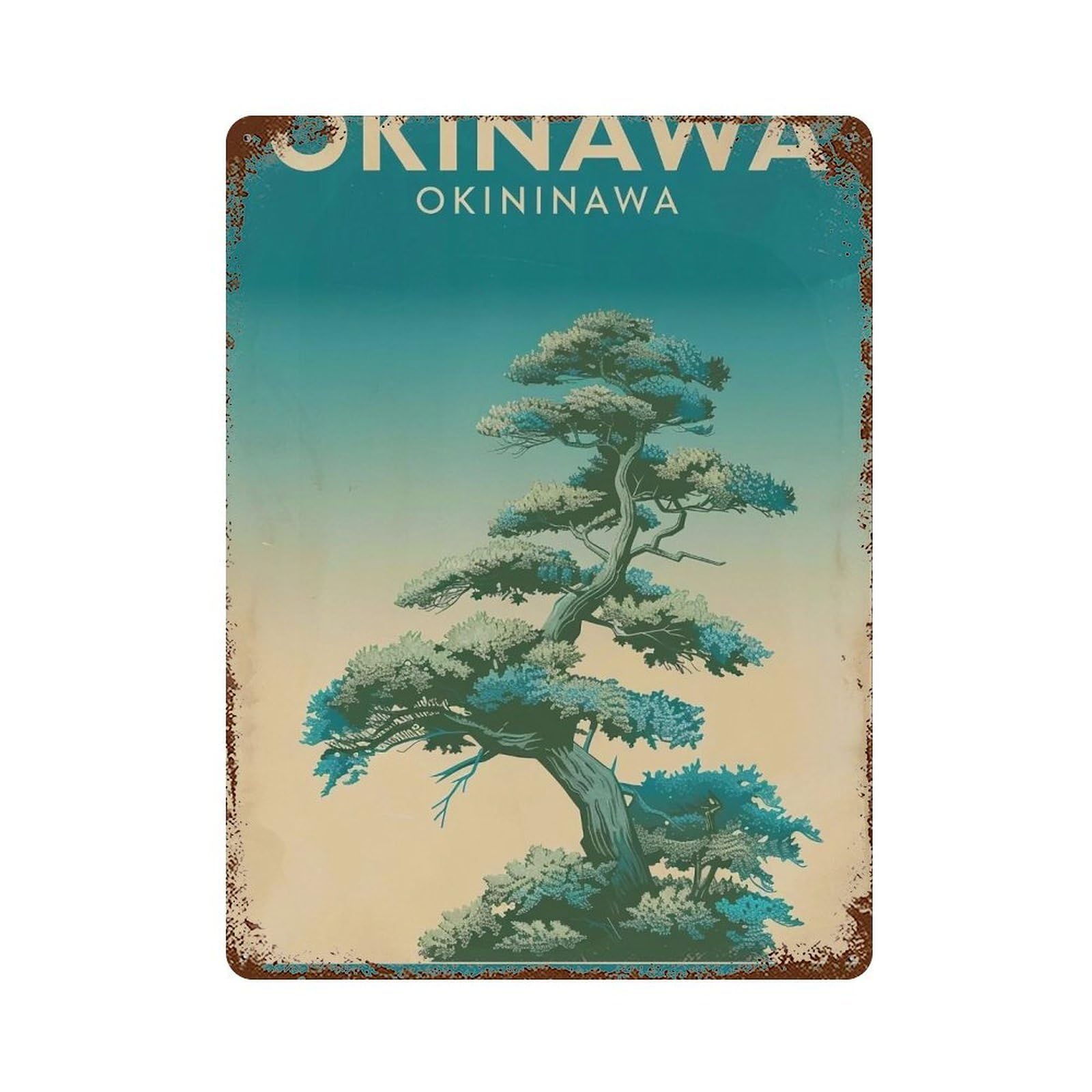 FHUYEURHRY Okinawa-Vintage-Travel_02 Wall Decor Retro Iron Vintage Art Metal Tin Sign Poster Modern Home Cofffee Club Art Bar Shop Decorations Style 40x30cm