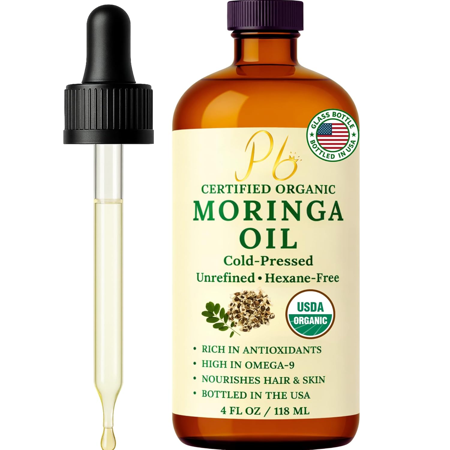 QUEEN NEW YORK QUEEN MORINGA HYA – Organic Moringa Oil with Hyaluronic Acid for Face – Hydrating & Anti-Aging Facial Oil Serum – Lightweight, Fast Absorbing, Non-Comedogenic, Fragrance-Free Moisturizer - 1 fl oz