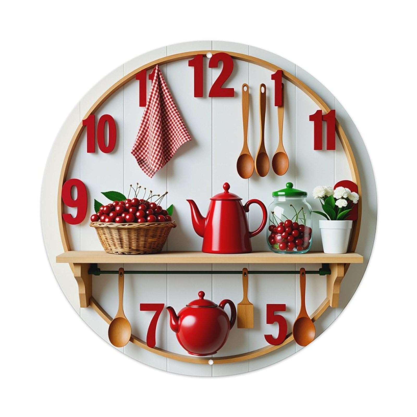 Jdfenggu Vintage Kitchen Clock Decorative Pattern Retro Metal Tin Sign, Metal Poster For Bar, Home, Man Cave, Kitchen, Laundry Room Art Decor 8X8 Inch