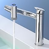1080°Rotatable Bathroom Vanity Faucet 1 Hole, Height Adjustable Single Handle Sink Faucet Bathroom with 2 Water Outlet Modes, Bar Sink Tap with Temperature Display (Chrome)