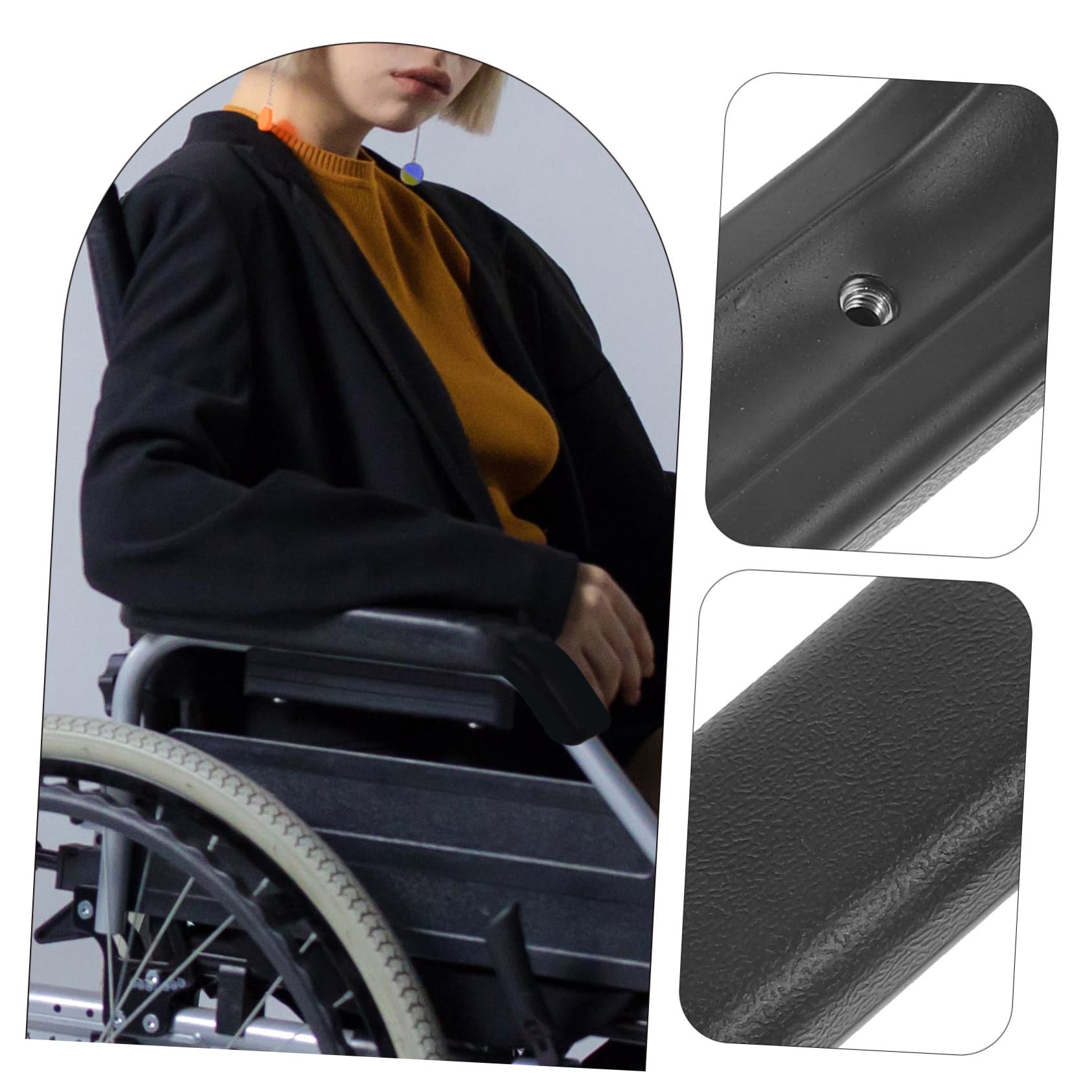 NUOBESTY 5 Paia Braccioli Della Impugnature Imbottiture Per Braccioli Della Sedia Poltrona Reclinabile Cuscino Del Sedile Dell'auto Camminatore Ruota Maniglia Black Plastica
