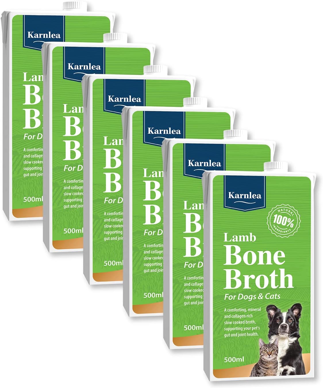 Pets Lamb Bone Broth - 6x 500ml | 100% Real & Natural Liquid Bone Broth for Cats & Dogs | Nutritious, High in Collagen & Protein for Healthy Joints, Gut, Digestion, Skin & Sickness Recovery