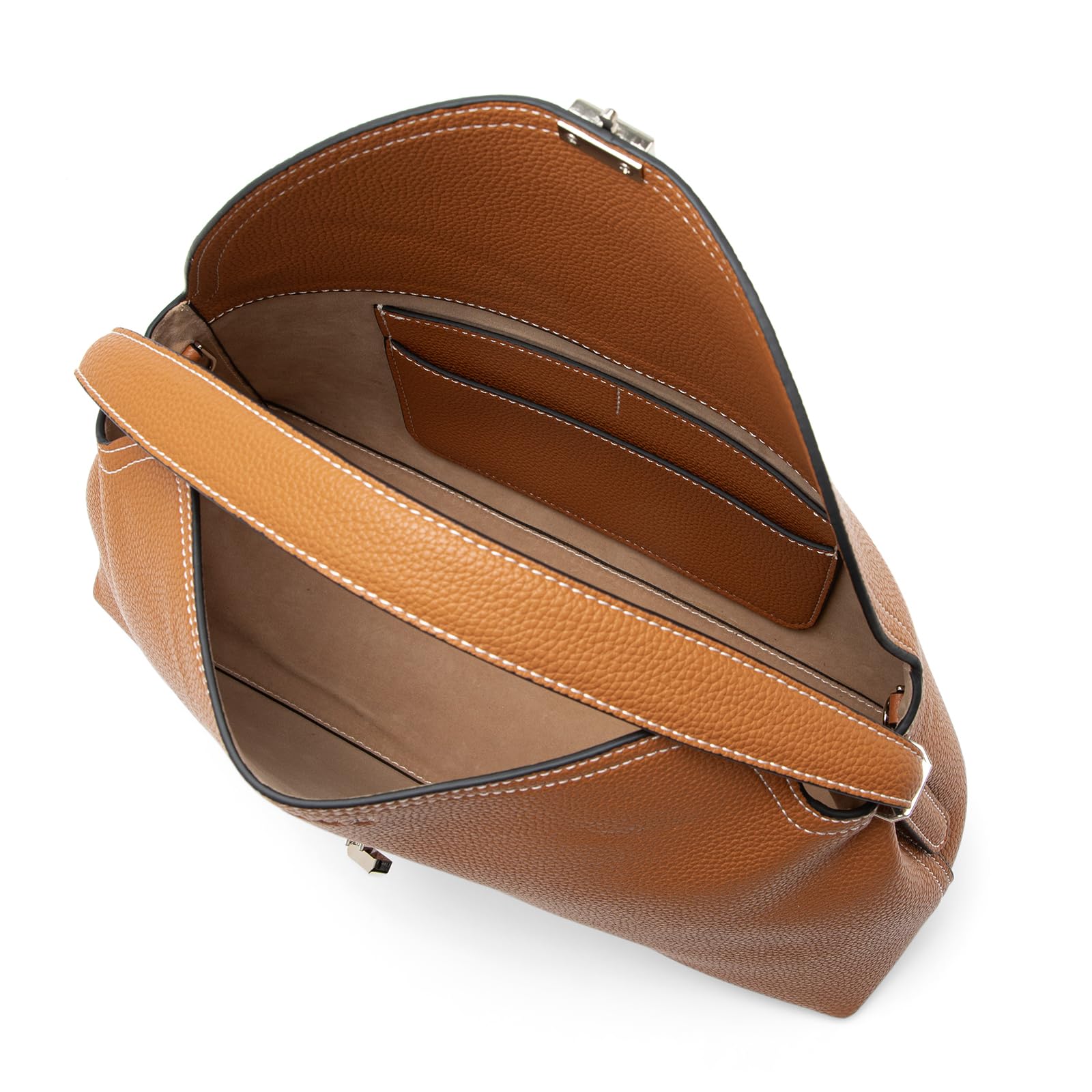 Umhängetasche aus Leder für Damen, mehrere Fächer für Alltag und Reisen