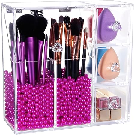 Amazon Lifewit アクリルケース ふた付き 化粧収納ボックス メイクケース コスメ収納スタンド 引き出し小物 化粧品入れ アクリル製 真珠 文房具収納 透明色 収納ケース ボックス オンライン通販