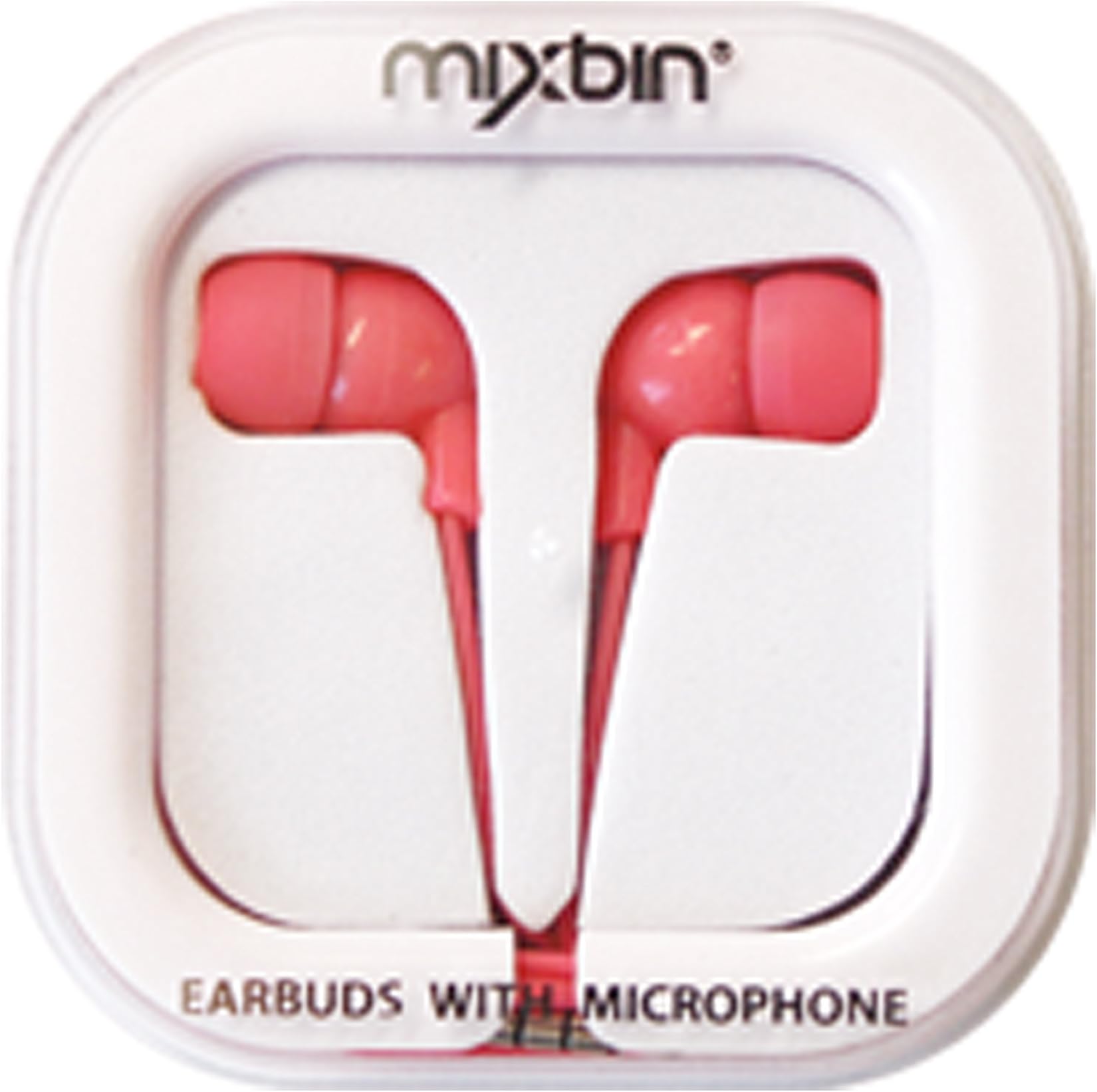 MixBin MBS14-161 Stylish Candy-Colored In-Earbuds with Microphone, Red