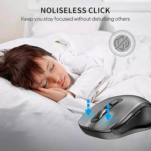 Miniatura 8 de Ratón inalámbrico con botones laterales, 2400 DPI, rueda de desplazamiento antideslizante, adecuado para computadoras portátiles, PC, Chromebooks,
