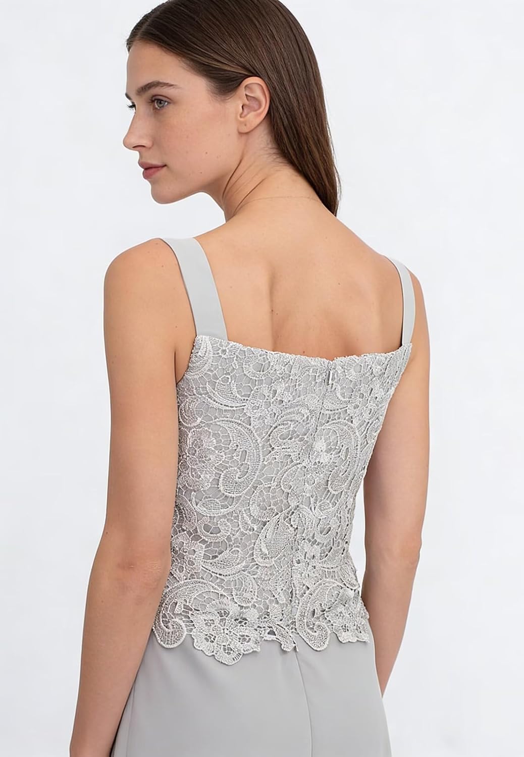 3 Pieces Mother of The Bride Trouser Suits Women Chiffon Pantsuit with Lace Jacket Evening Jumpsuits for Wedding