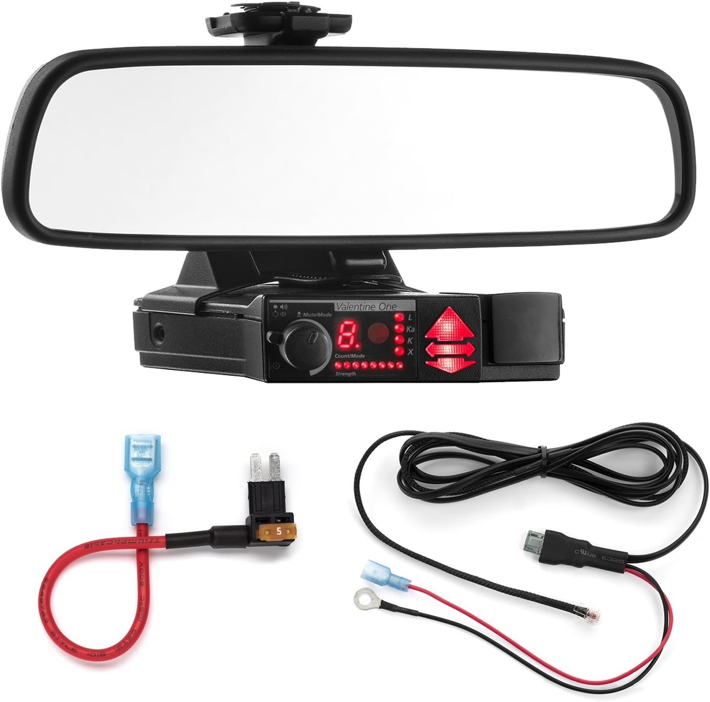 Radar Mount Mirror Mount Bracket + Direct Wire Power Cord + Micro2 Fuse Tap for Valentine V1 (3001604)