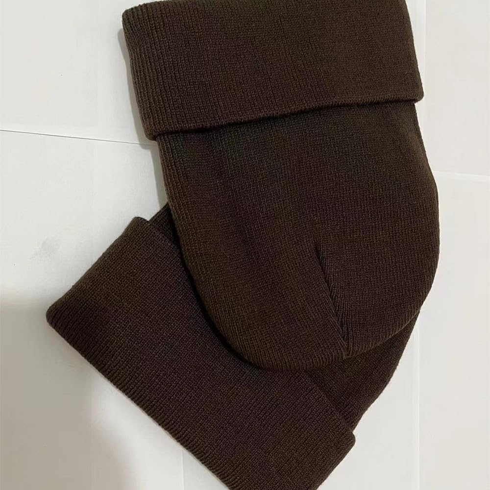 MIUNIKO 2PCS Fashion King and Queen Skullies Hood Winter Warm Caps Sport Beanie Hats Couples (Coffee) - Image 5