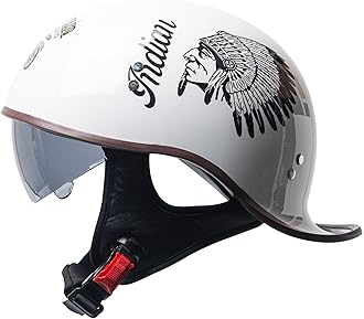 Motorcycle Retro Half Helmet DOT Approved Adult Men Women Vintage German Style Half Face Skull Cap Helmets for Scooter Moped Cruiser Chopper ATV Motorbike Baseball Cap with Visor Goggles