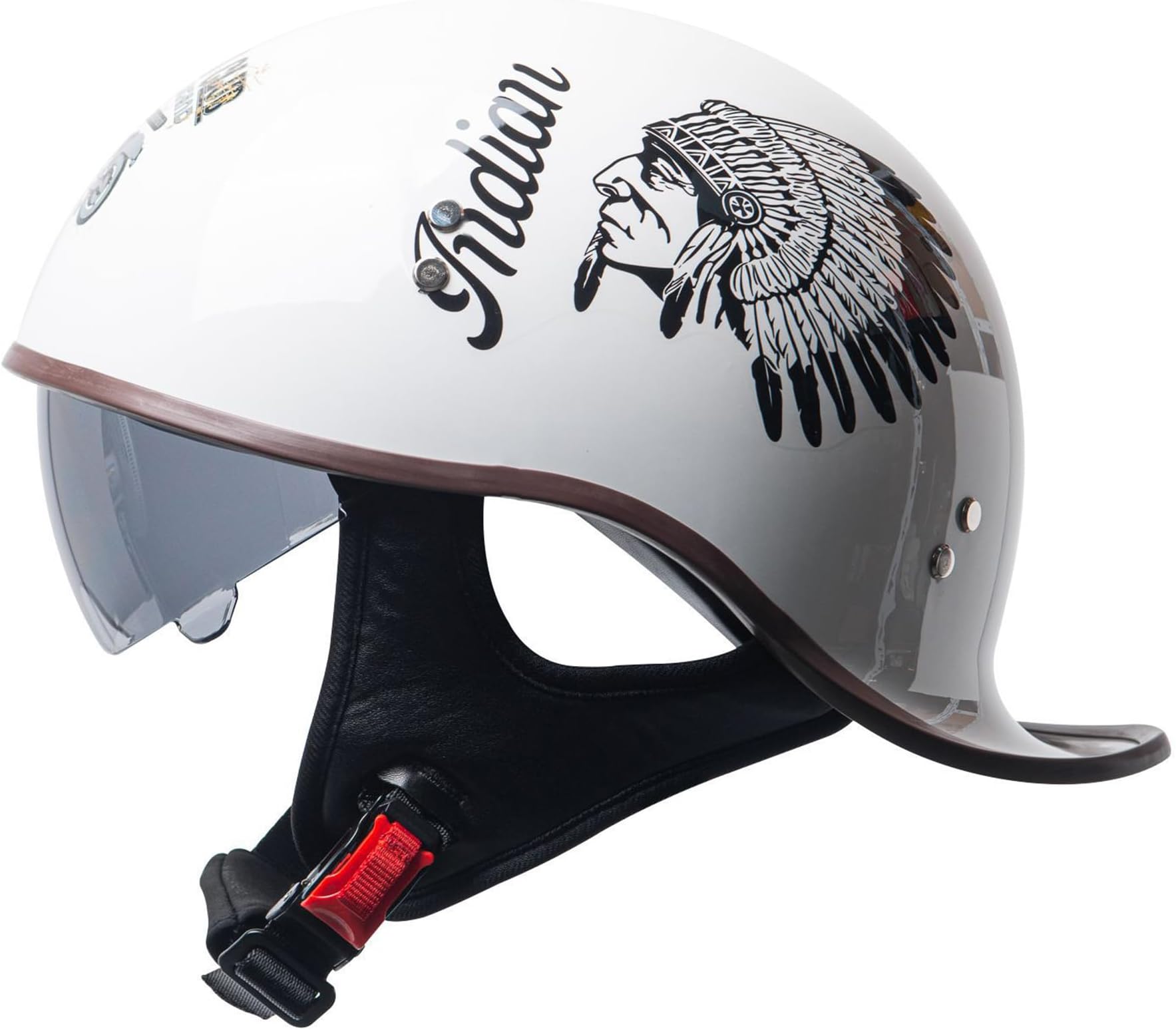 Motorcycle Retro Half Helmet DOT Approved Adult Men Women Vintage German Style Half Face Skull Cap Helmets for Scooter Moped Cruiser Chopper ATV Motorbike Baseball Cap with Visor Goggles