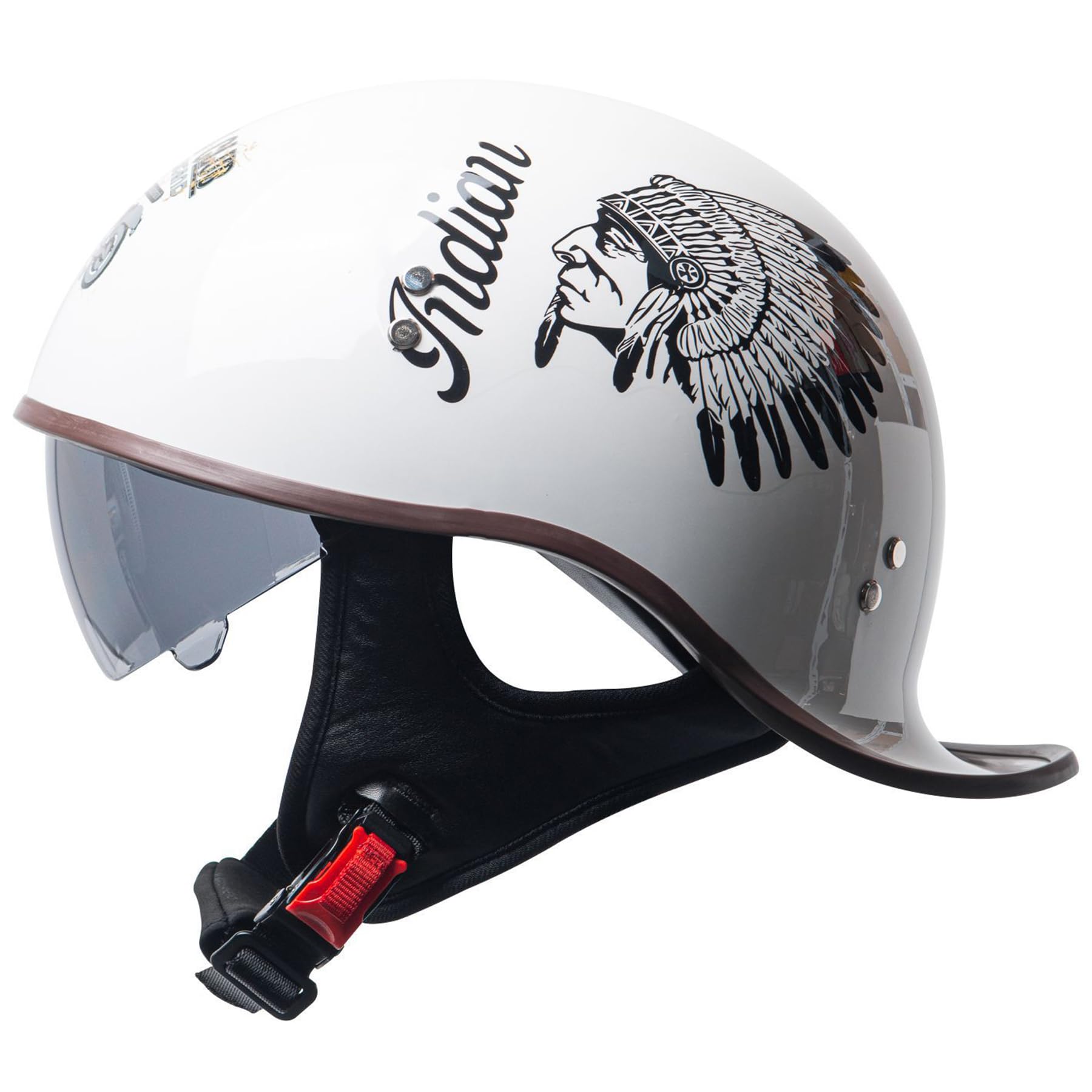 Motorcycle Retro Half Helmet DOT Approved Adult Men Women Vintage German Style Half Face Skull Cap Helmets for Scooter Moped Cruiser Chopper ATV Motorbike Baseball Cap with Visor Goggles