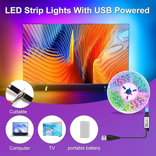Miniatura 6 de Tira LED para TV, luces LED RGB inteligentes de 3.28 pies para televisores de 24 a 32 pulgadas, sincronización de música, aplicación Bluetooth y