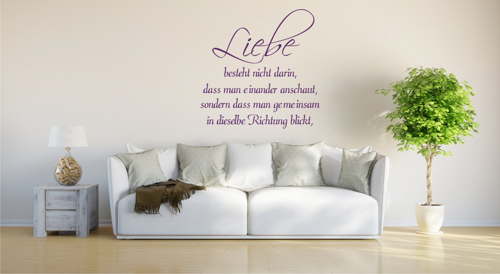 INDIGOS UG - Decalcomanie da muro - adesivi da parete - Murale - con scritta "Liebe Liebe165 cm x 60 cm, viola E951 - Decorazione per soggiorno, camera dei bambini, ufficio, scuola